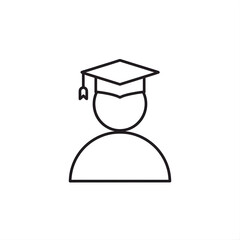 Academic Achievement Vector Illustration &ndash; Minimal Outline Graduate Icon for Education and Learning Design