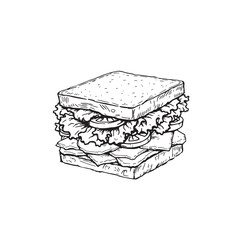 club sandwich line art delicious layered flavors
