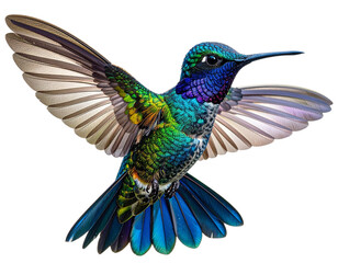 Obraz premium Vibrant Hummingbird in Flight Isolated on Transparent Background PNG – Generative AI