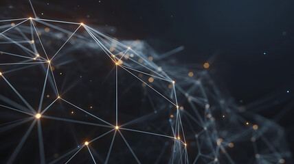 Network Connection Concept with Connected Points Lines and Dark Blue Background Illustration