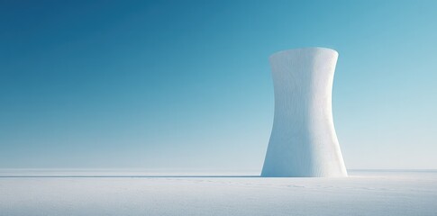 Abstract White Tower Structure In Snowy Landscape