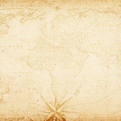 Fototapeta premium Vintage world map background, old paper texture
