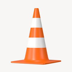 3D orange traffic cone, element illustration