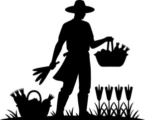 Vegetable Harvest Vector Black Silhouette Art
