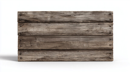 Rectangular blank wooden signboard with smooth texture and soft shadow isolated on white background. 