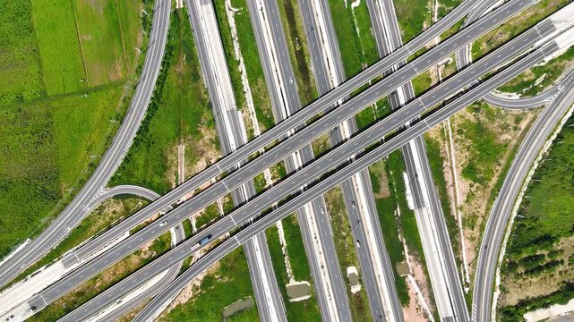 Aerial view bridge intersection between the highway numbers 290 and 304 Nakhon Ratchasima