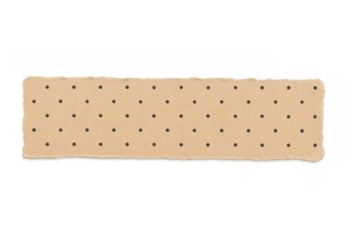 Torn beige paper strip with polka dot pattern, vintage craft element for scrapbooking and decoration, transparent background