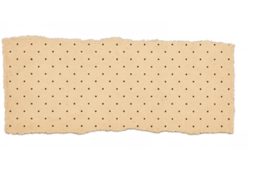 Torn old paper stripe featuring dotted pattern in beige color, vintage texture with ripped edges, transparent background