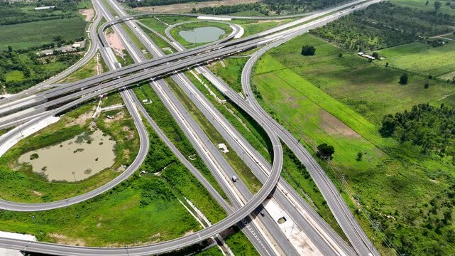Aerial view bridge intersection between the highway numbers 290 and 304 Nakhon Ratchasima