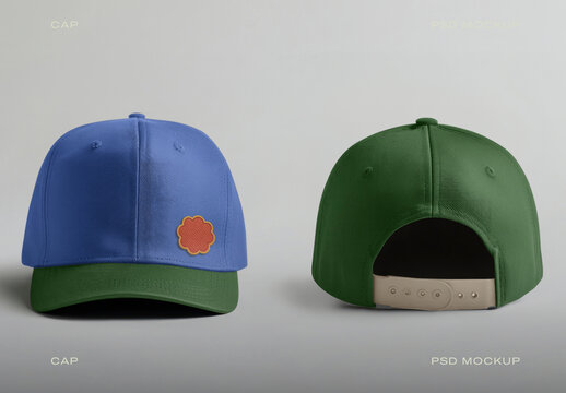 Colorful Caps Mockup Design Psd