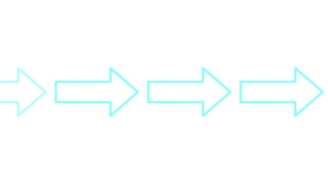Blue Arrow Outline Progression on White Background Animation