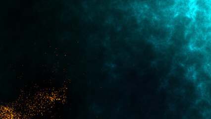 Abstract red sparks particles rise form fire on black background