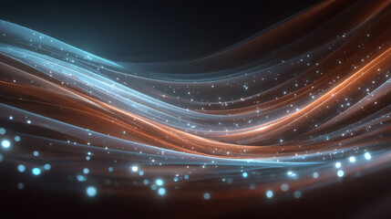 Abstract digital waves with glowing lines and dots