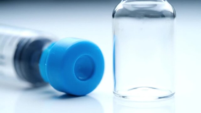 Syringe Cap Beside Empty Vial, Medical Flatlay