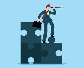 problem solving concept. leadership way solving business difficulties finding missing element system