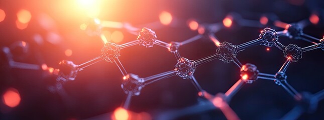 Glowing molecule structure in dark space