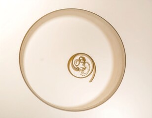 Overhead shot of a delicate, spiraling shape inside a rounded border