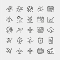 Fototapeta premium Aviation and Travel Icon Set for Web and Mobile Design.