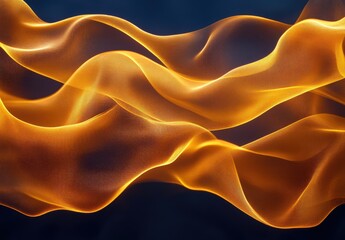 Golden, flowing fabric waves against dark background