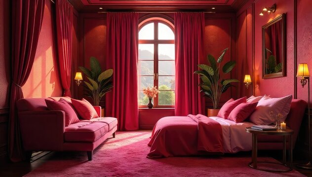 Indulge in the rich textures and opulent details of a luxurious, sensual experience Velvet drapes, shimmering fabrics, and soft lighting create an atmosphere of pure bliss , lighting, refined