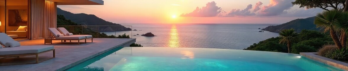 Luxury villa with private pool overlooking stunning ocean views, perfect for a relaxing getaway Enjoy breathtaking sunsets and tranquil surroundings , exclusive, sky