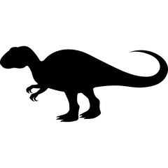Black Silhouette of a Tyrannosaurus Rex Dinosaur on a Transparent White Background a Prehistoric Creature from the Jurassic Period with Sharp Claws and a Long Tail