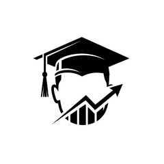 Graduation Cap Icon Vector &ndash; Minimal Student Outline Symbol Representing Knowledge, Study, and Education Success