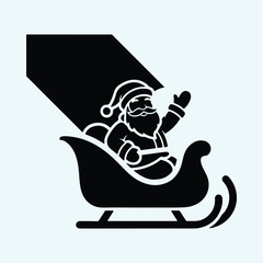 Vector Santa Claus in sleigh waving hand silhouette illustration