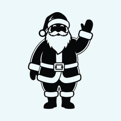 Vector Santa Claus waving hand christmas holiday silhouette illustration