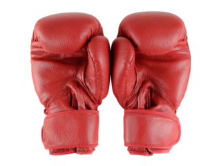 Red leather boxing gloves on black background sport combat training, Isolated On White Background, Png Transparent