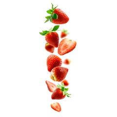 Strawberry berry levitating on a white background