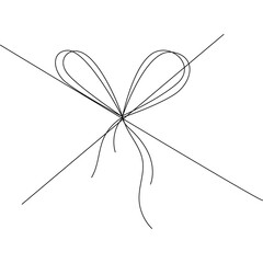Minimalist line art drawing of a bow on a transparent background with thin radiating lines