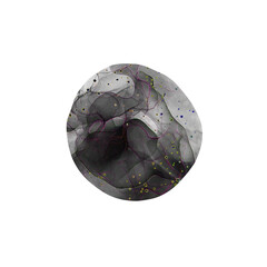 Circular Abstract Ink Texture with Dark Grayscale Fluid and Neon Details