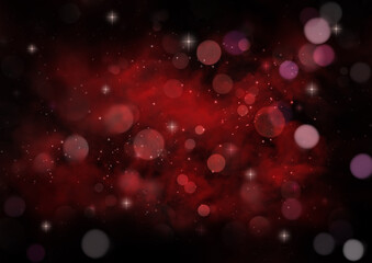 キラキラ赤く輝く夜空