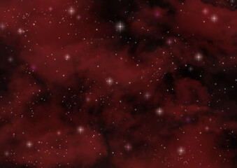 キラキラ星が赤く輝く夜空