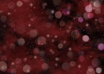 キラキラ星が赤く輝く幻想的な夜空