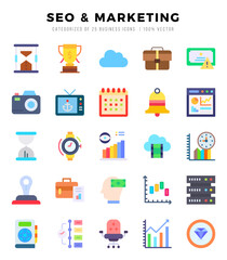 SEO & MARKETING icons set. Vector illustration.