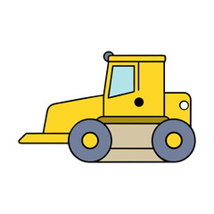 Fototapeta premium Cartoon yellow dozer on transparent background