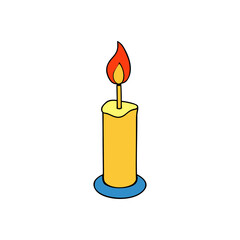 Cartoon candle flame on transparent background