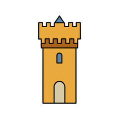 Cartoon castle tower on transparent background