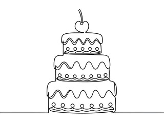   illustration of a delicious birthday cake with cream and candles for a celebration design card