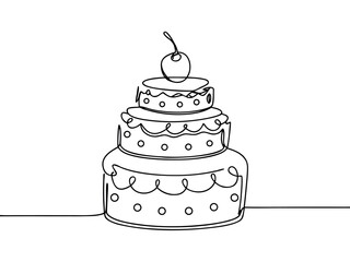 Vector illustration of a sweet pink wedding cake with cream and heart decorations, perfect for a celebration party