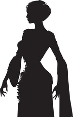 Silhouette of a fashionable Egyptian woman from the 1800s, showcasing a distinct style and dress from the era.