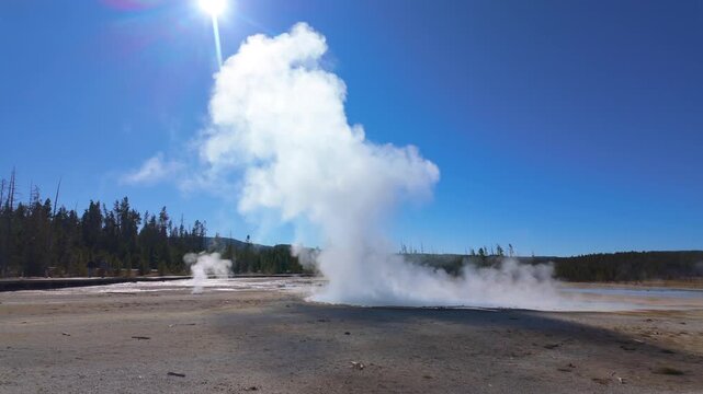 Celestine Pool steaming in lower geyser basin Yellowstone