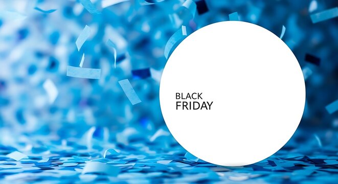 Black Friday Sales and Deals: Capturing the excitement of the annual shopping event with scattered confetti, creating a dynamic visual representation of bargains and offers.