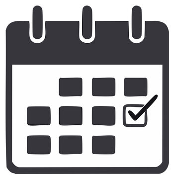 Simple calendar icon with a checkmark indicating a completed task or important date
