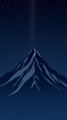 Obraz premium Majestic Mountain Silhouette: Capturing the grandeur of a lone mountain, its peak piercing a starlit night sky, creating a breathtaking contrast and inviting contemplation of nature's timeless beauty.