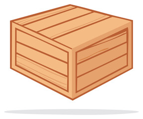 Isometric view of wooden crate illustration. Cartoon style container box