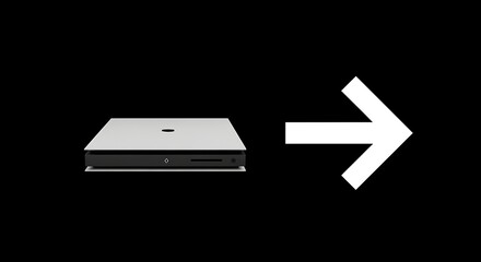 Data Transfer Symbol: An arrow symbolizes the movement of data, emphasizing digital communication.