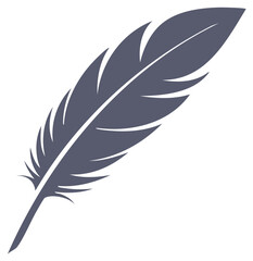 Fototapeta premium Stylized gray bird feather icon. Simple quill silhouette illustration for a logo or design element.